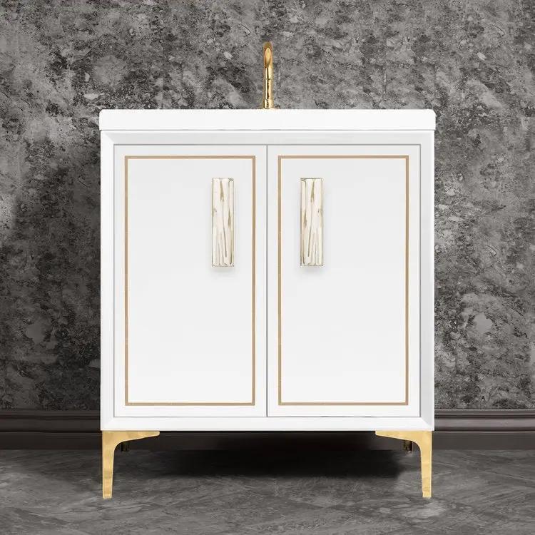 Linkasink Linea with 8" White Tiger Artisan Glass Prism Hardware Vanity by Linkasink