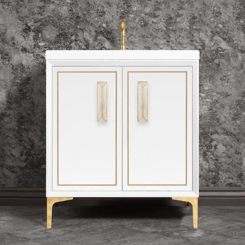 polished brass with eglomisé prism glass vanity