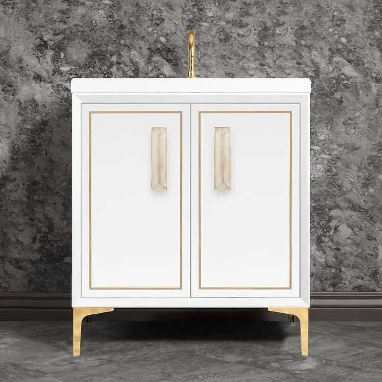 Linkasink Linea with 8" Eglomise Artisan Glass Prism Hardware Vanity by Linkasink