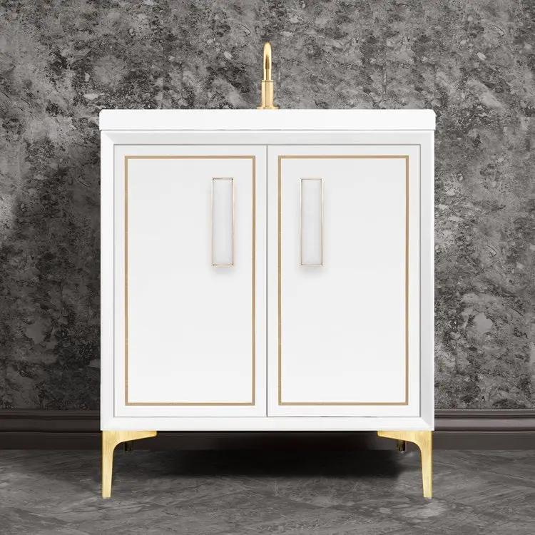 Linkasink Linea with 8" White Prism Artisan Glass Prism Hardware Vanity by Linkasink