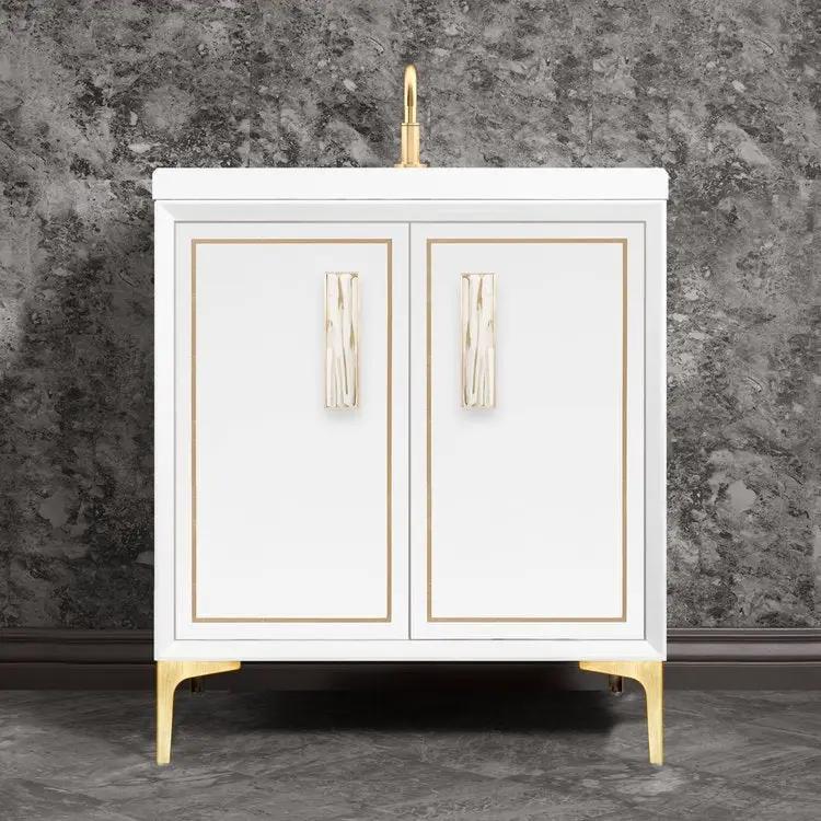 Linkasink Linea with 8" White Tiger Artisan Glass Prism Hardware Vanity by Linkasink