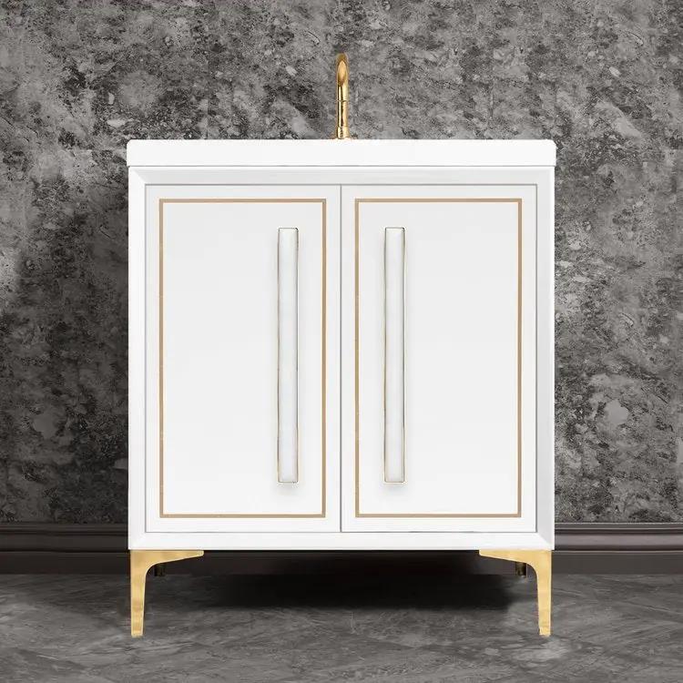 Linkasink Linea with 18" White Prism Artisan Glass Prism Hardware Vanity by Linkasink