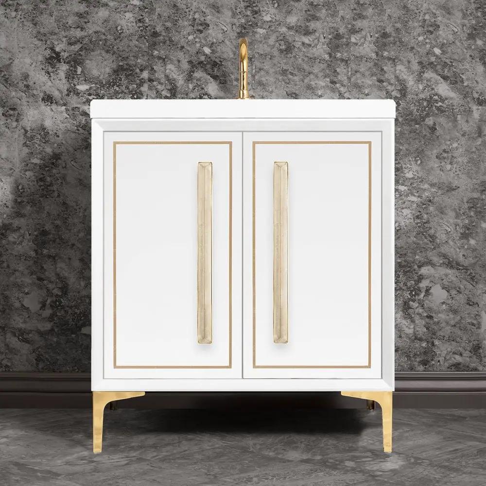 polished brass with eglomisé prism glass vanity
