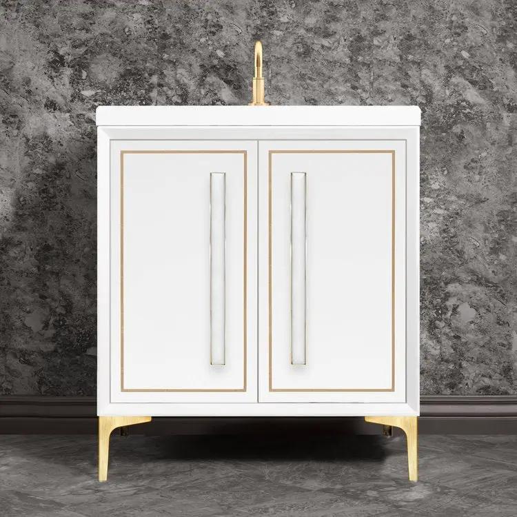 Linkasink Linea with 18" White Prism Artisan Glass Prism Hardware Vanity by Linkasink
