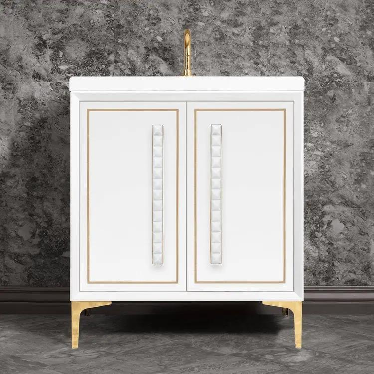 Linkasink Linea with 18" White Prism Artisan Glass Pyramid Hardware Vanity by Linkasink