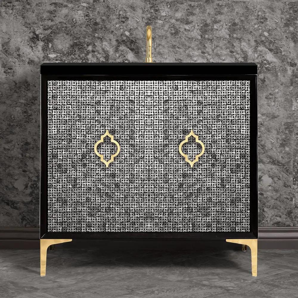 black with polished brass vanity