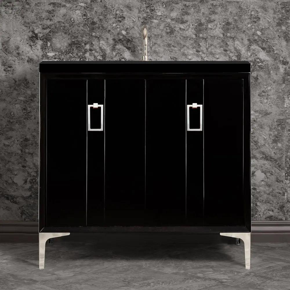 black with polished nickel vanity