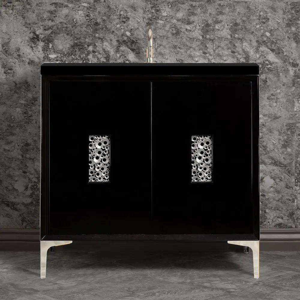 black with polished nickel vanity