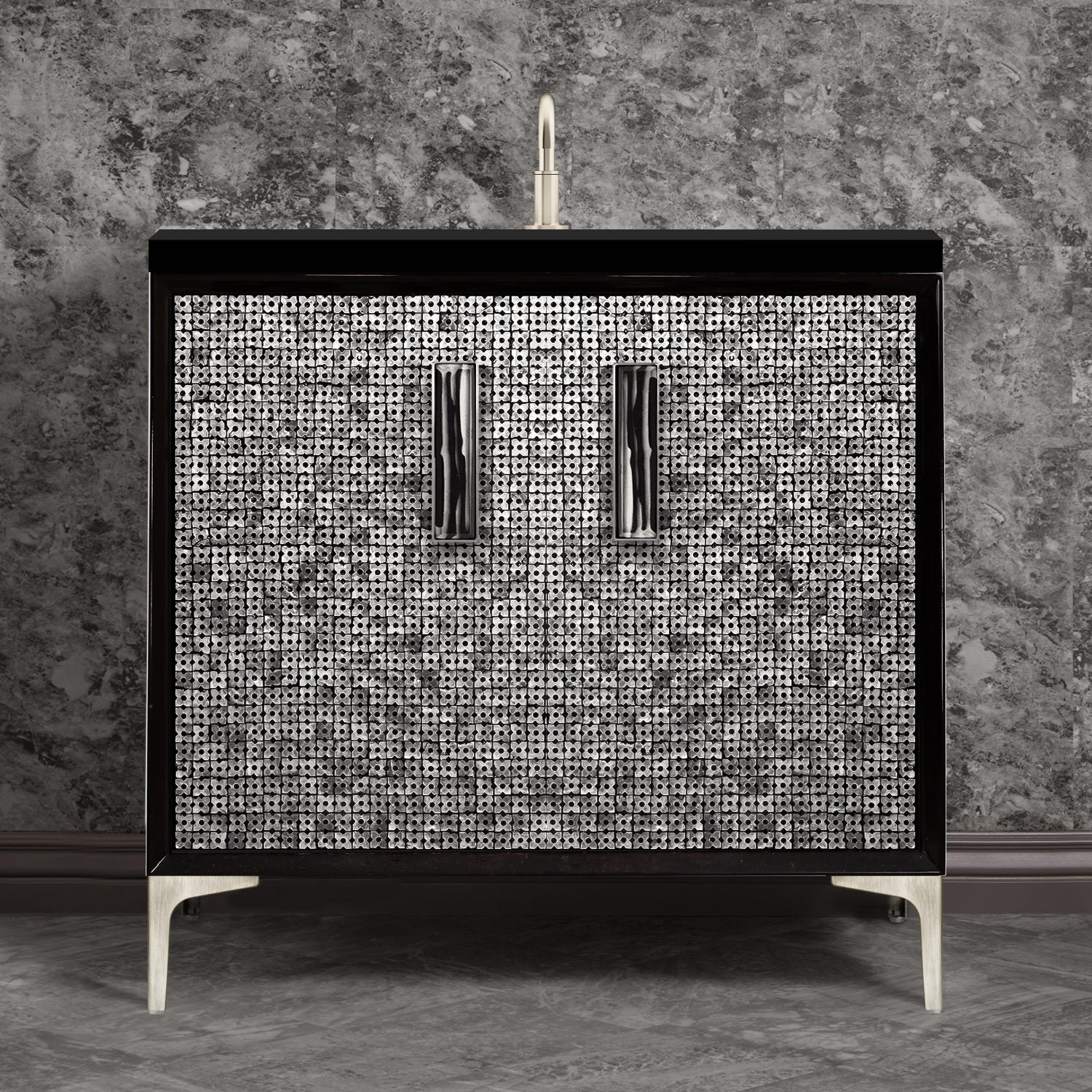 Linkasink Mother of Pearl with 8" Artisan Tiger Glass Prism Hardware Vanity by Linkasink