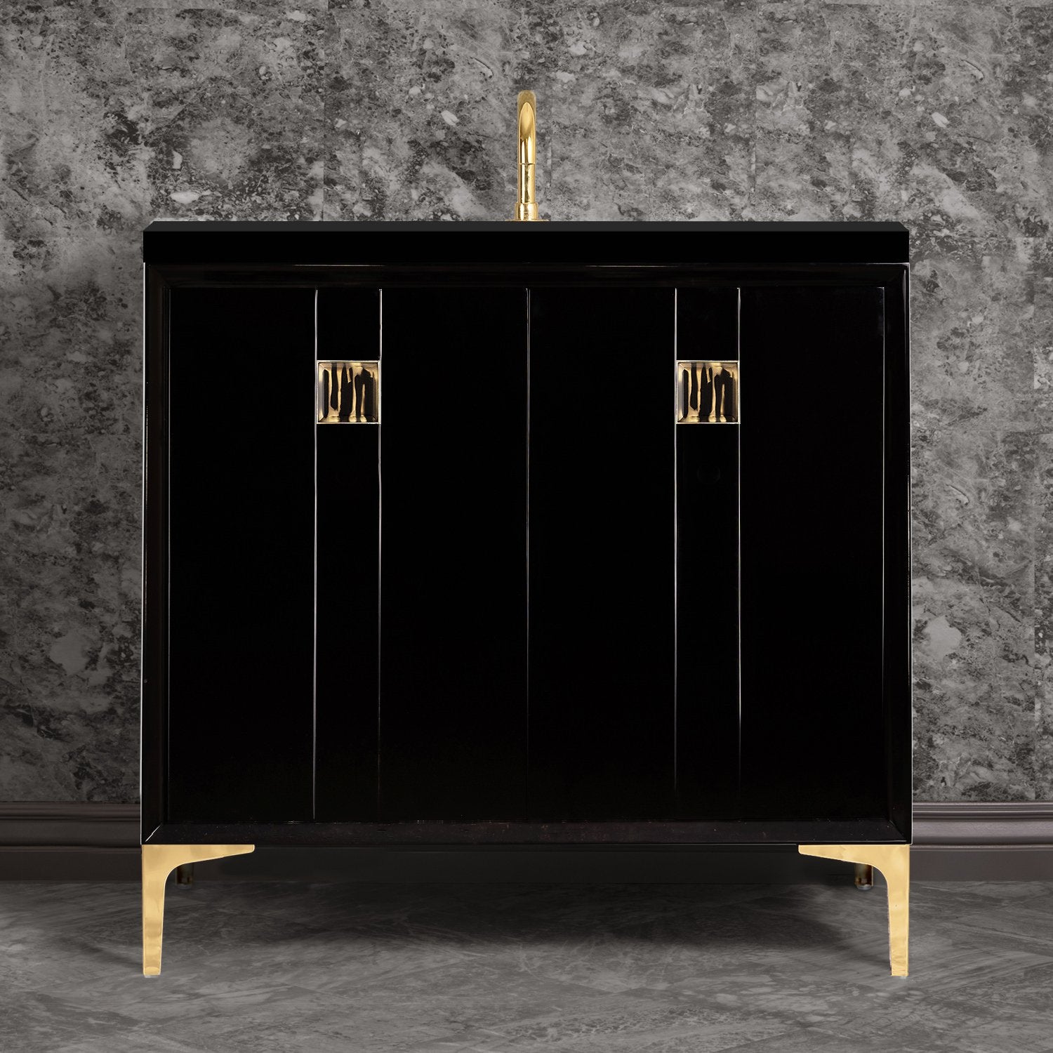 Linkasink Tuxedo with 3" Artisan Tiger Glass Prism Hardware Vanity by Linkasink