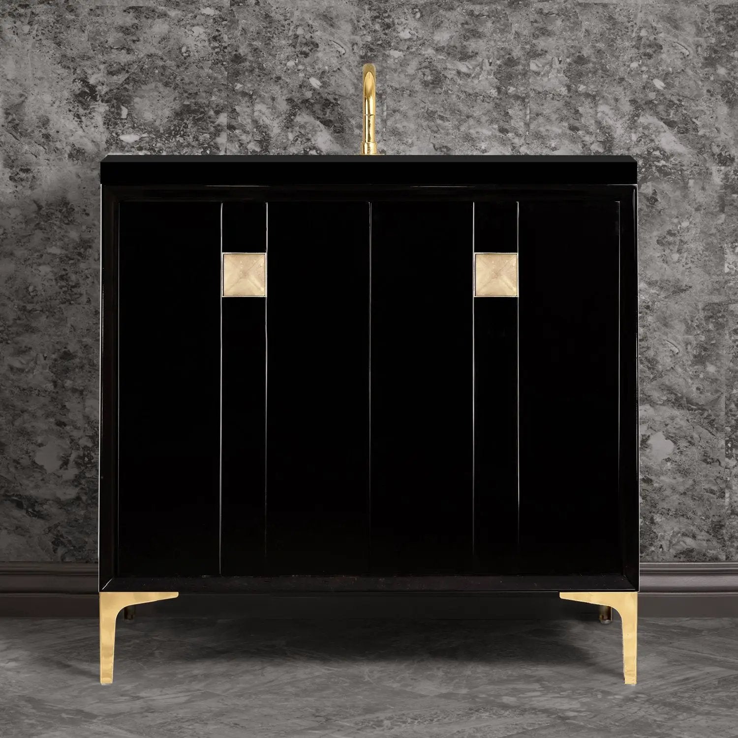 Linkasink Tuxedo with 3" Artisan Glass Prism Hardware Vanity by Linkasink