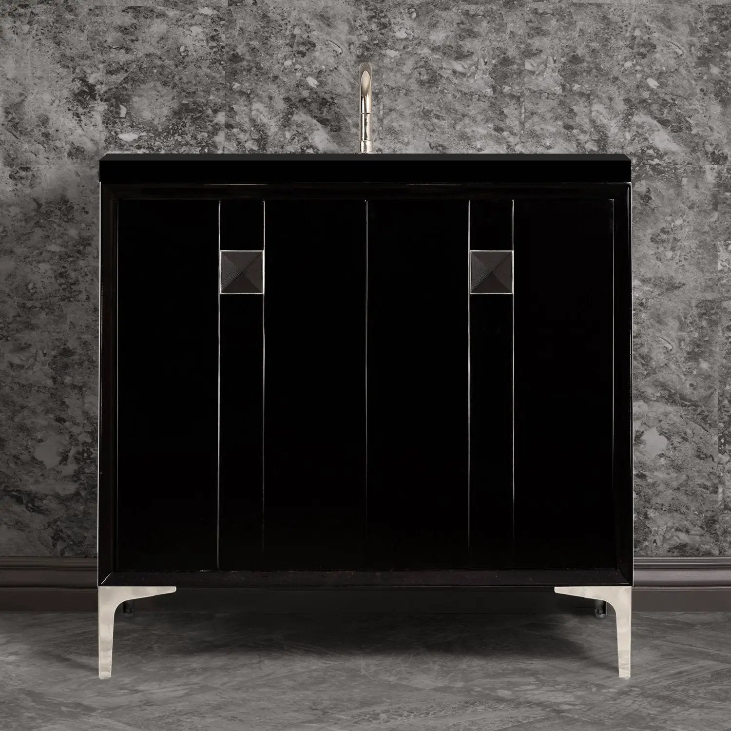 Linkasink Tuxedo with 3" Black Artisan Glass Prism Hardware Vanity by Linkasink