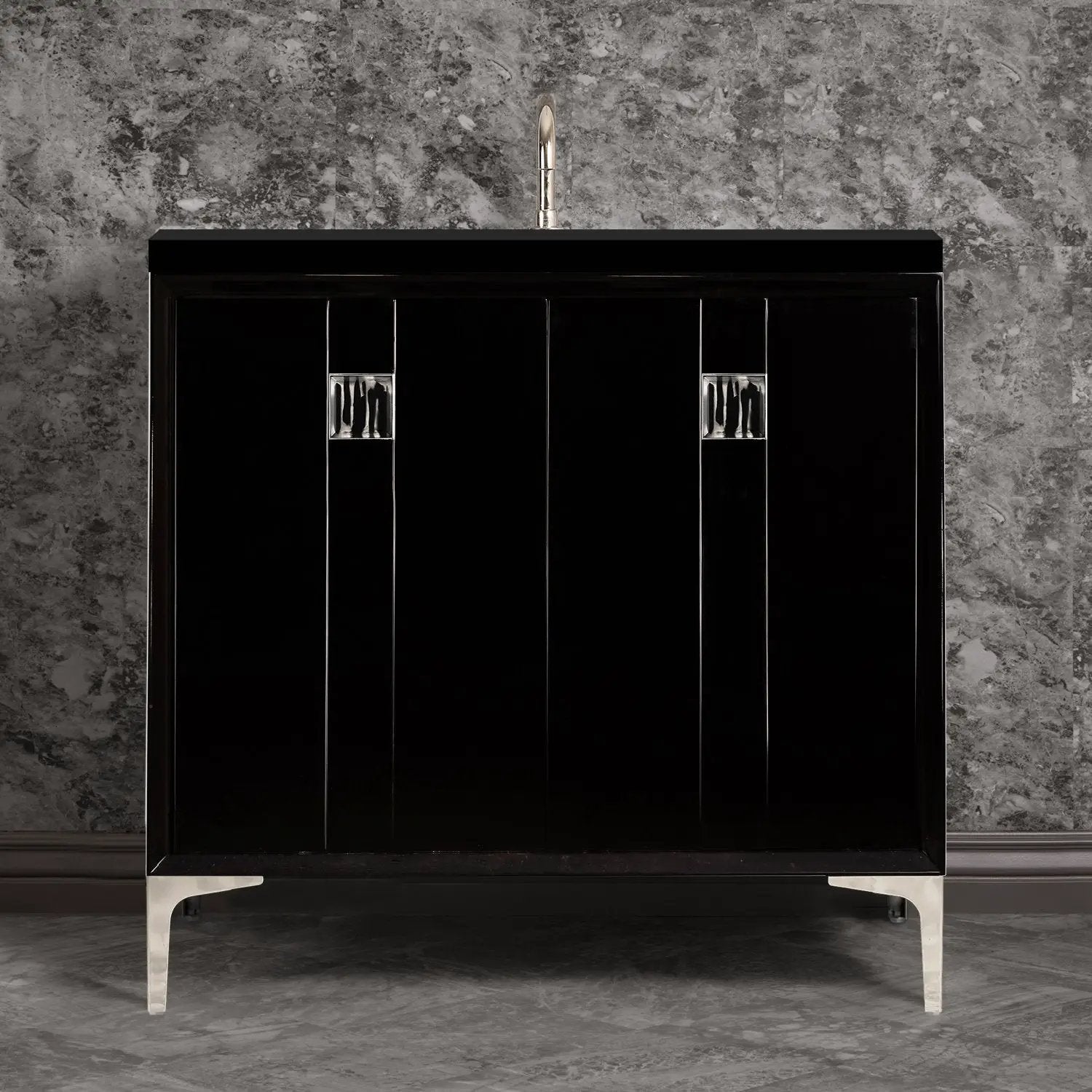 Linkasink Tuxedo with 3" Artisan Tiger Glass Prism Hardware Vanity by Linkasink
