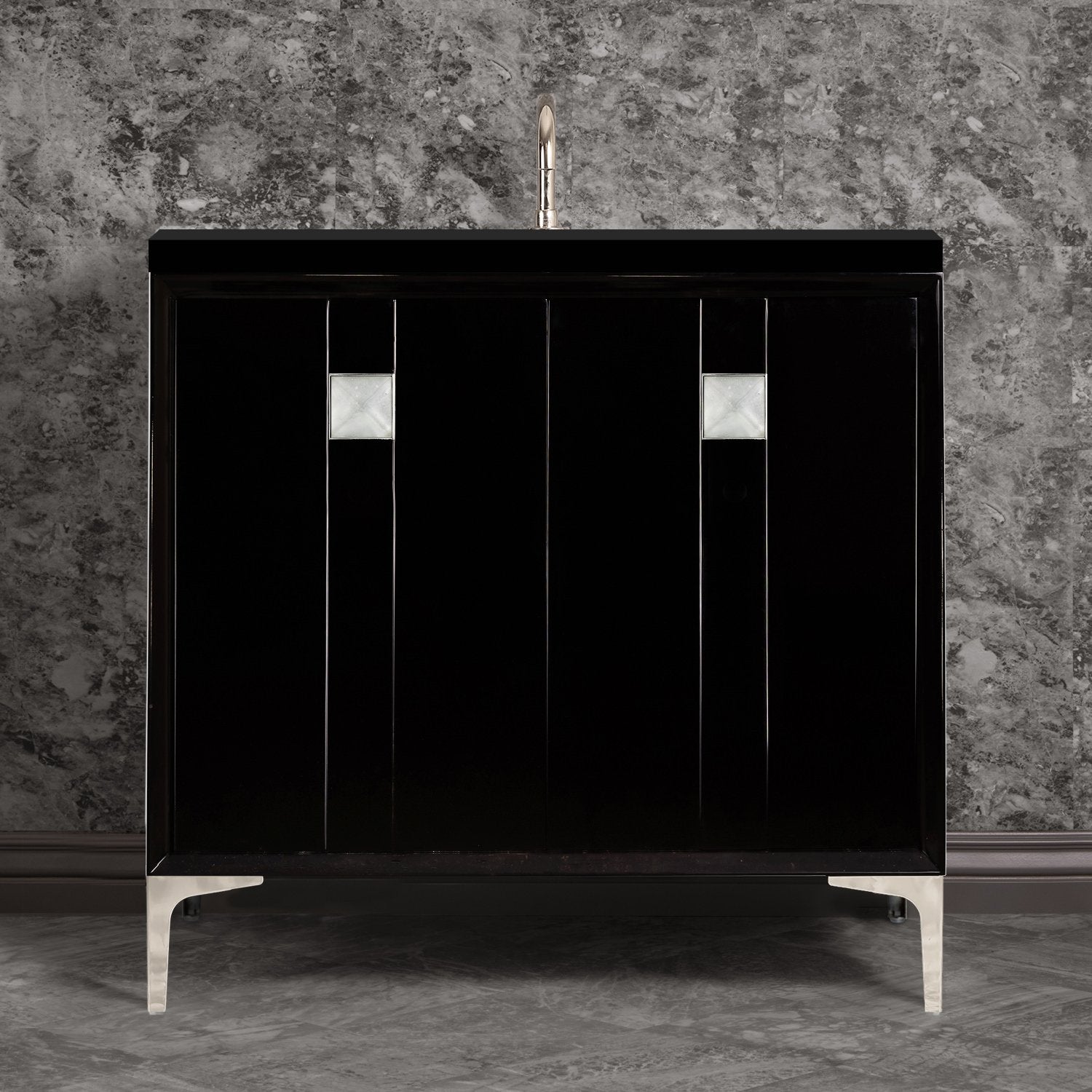 Linkasink Tuxedo with 3" Artisan Glass Prism Hardware Vanity by Linkasink