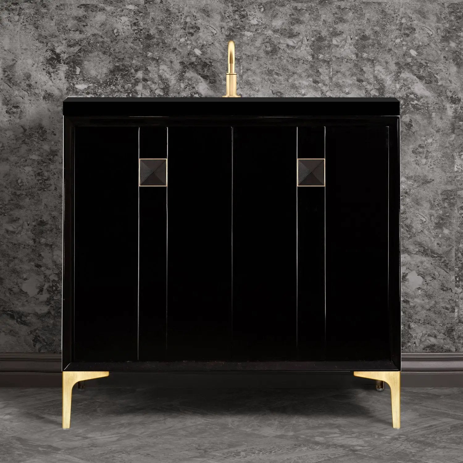 Linkasink Tuxedo with 3" Black Artisan Glass Prism Hardware Vanity by Linkasink