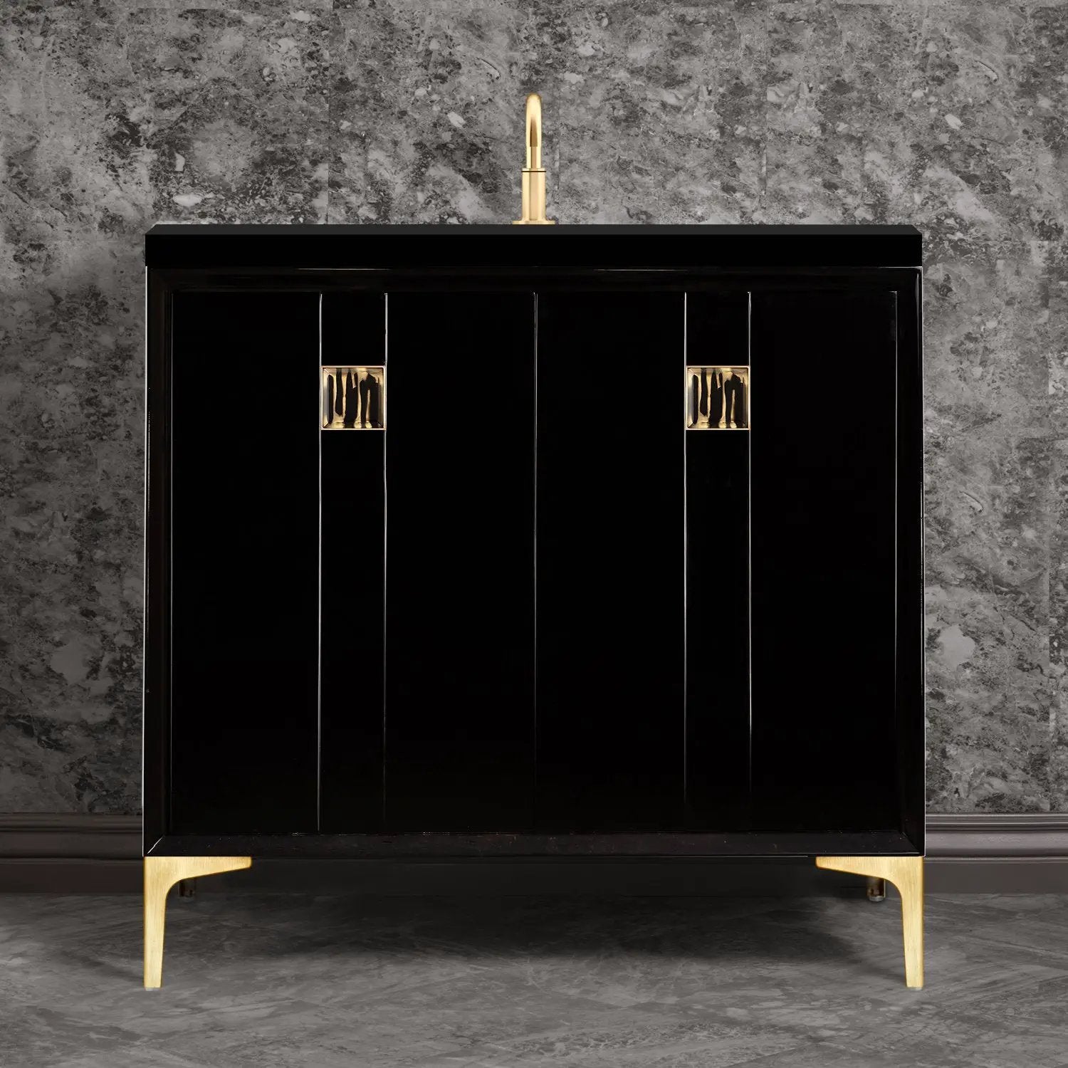 Linkasink Tuxedo with 3" Artisan Tiger Glass Prism Hardware Vanity by Linkasink