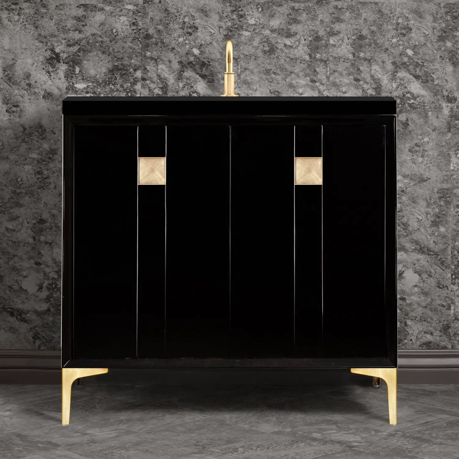 Linkasink Tuxedo with 3" Artisan Glass Prism Hardware Vanity by Linkasink