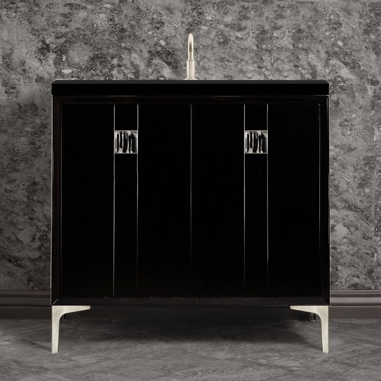 Linkasink Tuxedo with 3" Artisan Tiger Glass Prism Hardware Vanity by Linkasink