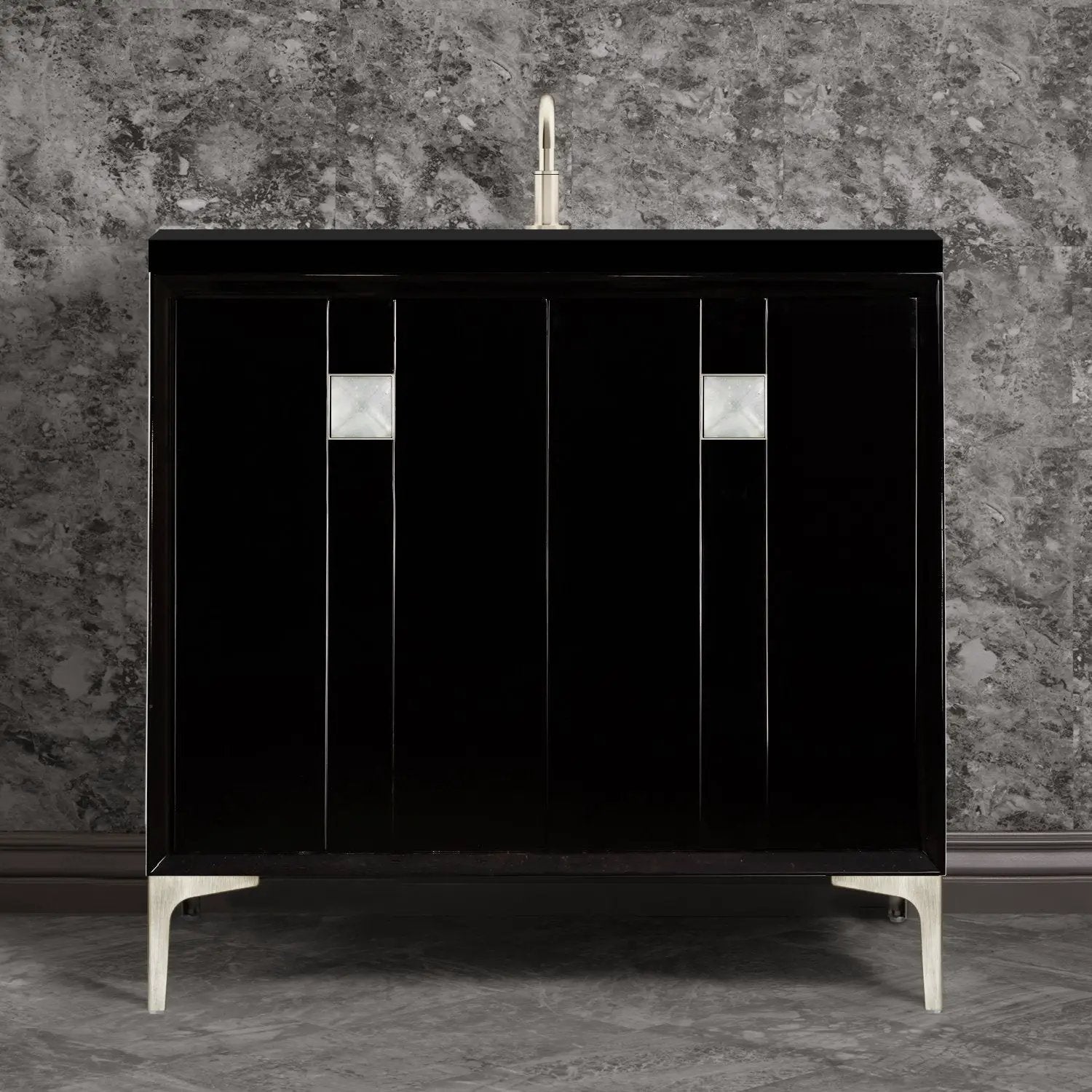Linkasink Tuxedo with 3" Artisan Glass Prism Hardware Vanity by Linkasink