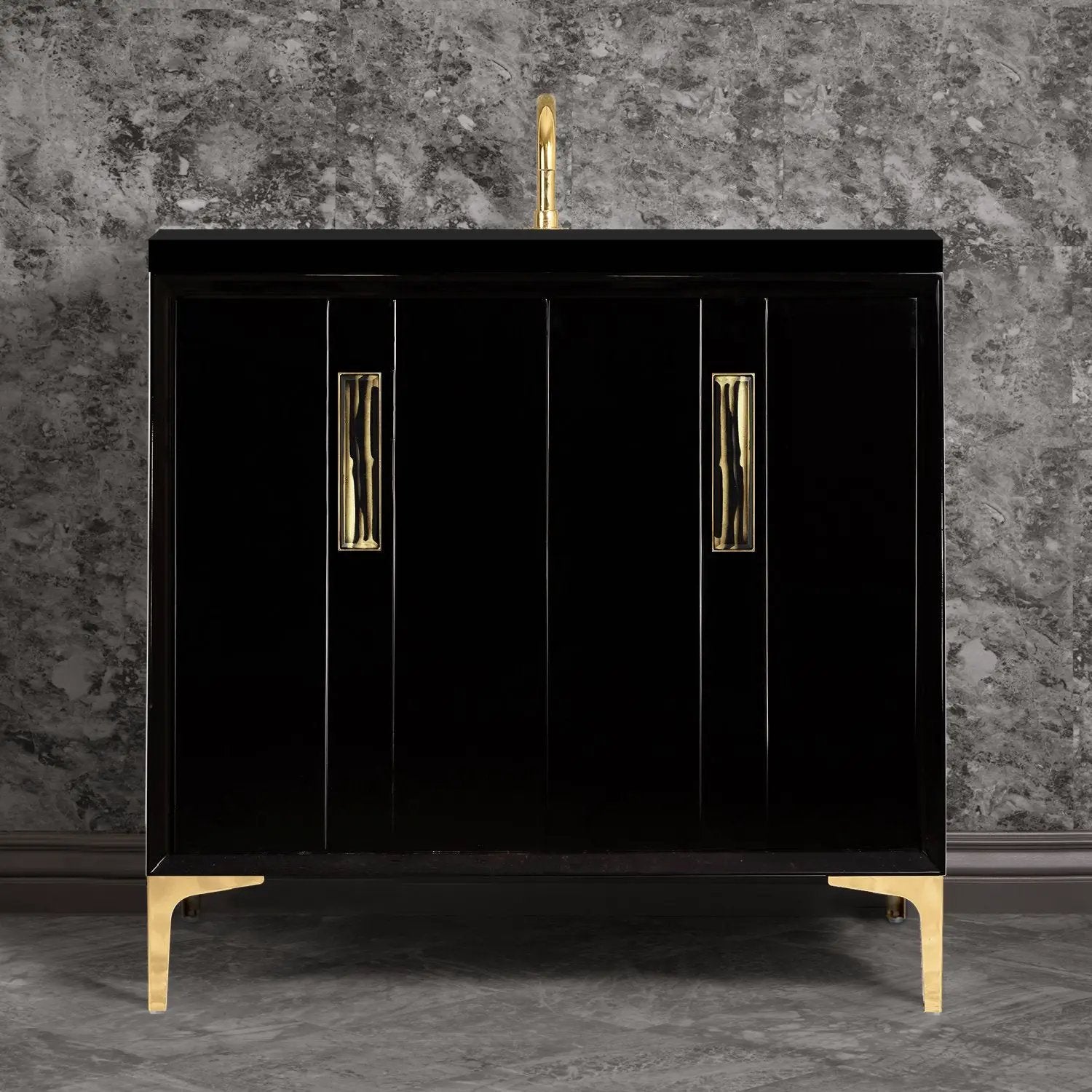 Linkasink Tuxedo with 8" Artisan Tiger Glass Prism Hardware Vanity by Linkasink