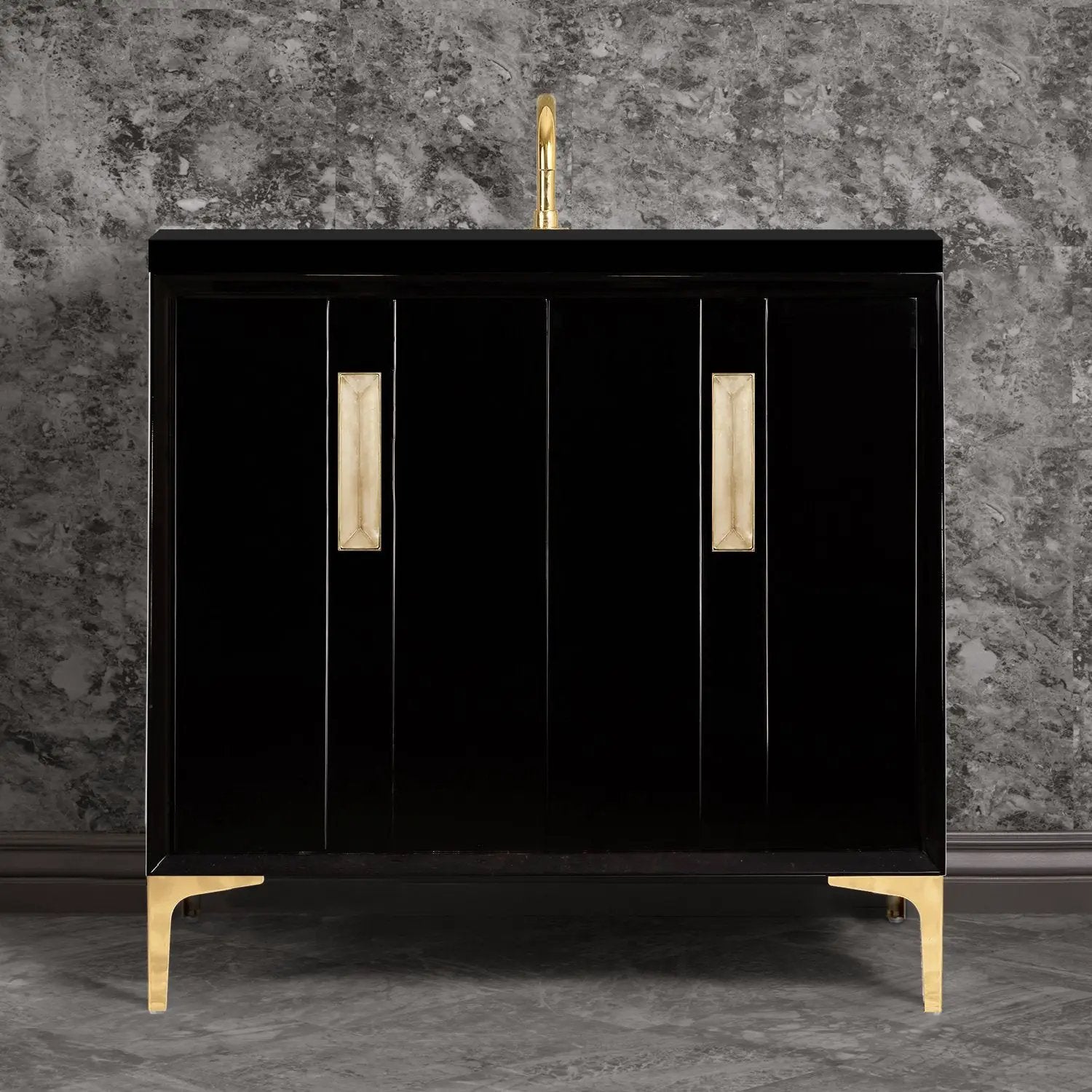Linkasink Tuxedo with 8" Artisan Glass Prism Hardware Vanity by Linkasink