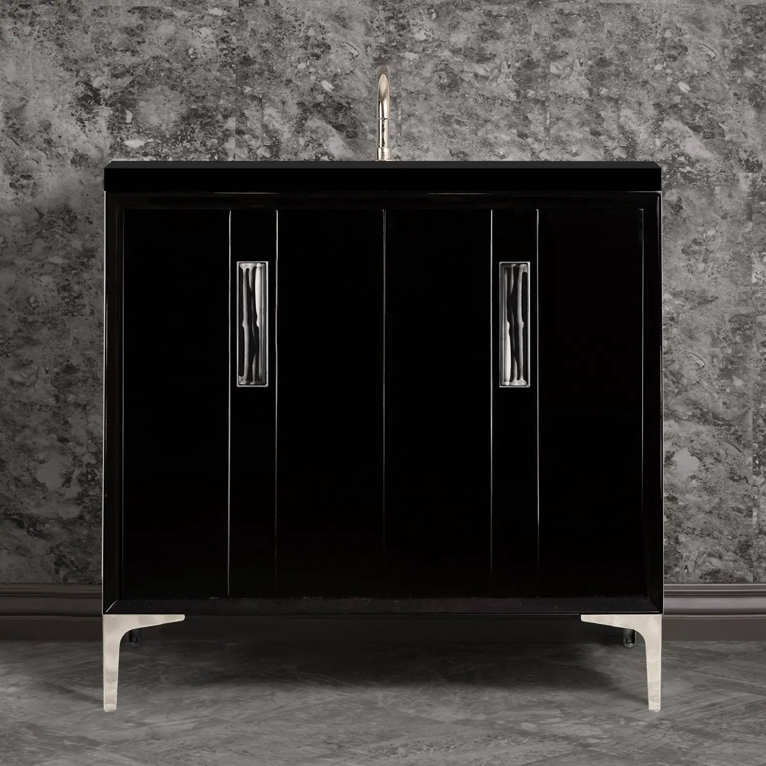 Linkasink Tuxedo with 8" Artisan Tiger Glass Prism Hardware Vanity by Linkasink