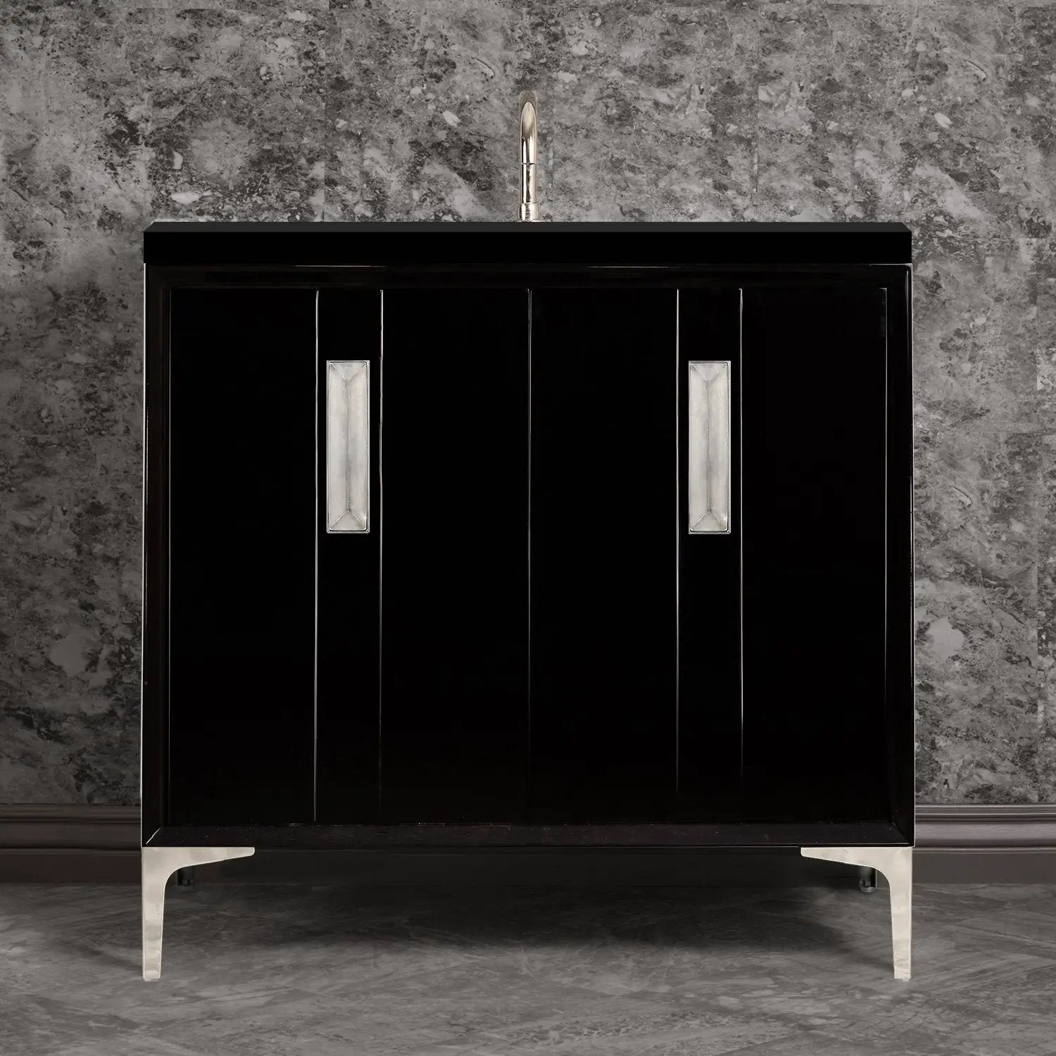Linkasink Tuxedo with 8" Artisan Glass Prism Hardware Vanity by Linkasink
