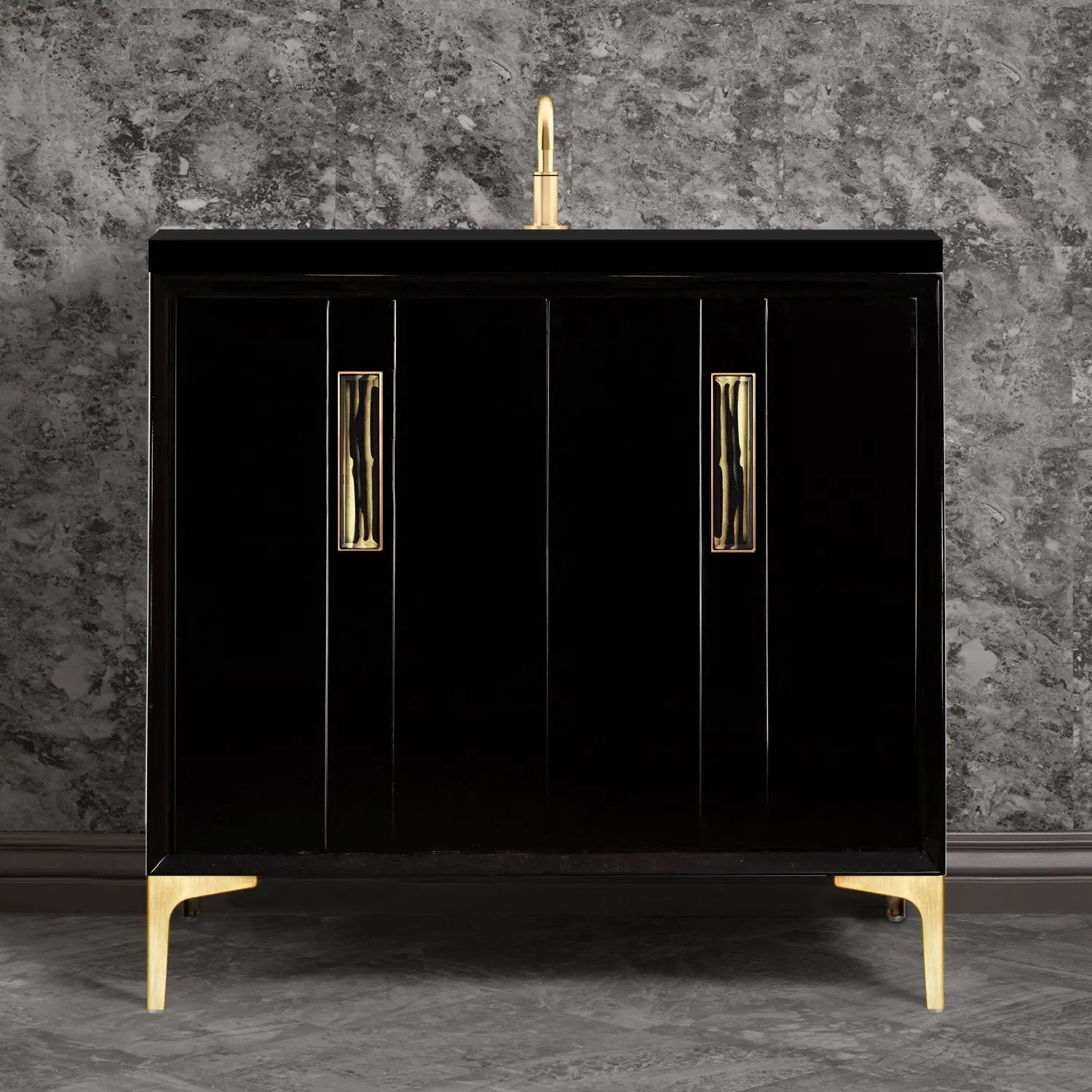 Linkasink Tuxedo with 8" Artisan Tiger Glass Prism Hardware Vanity by Linkasink