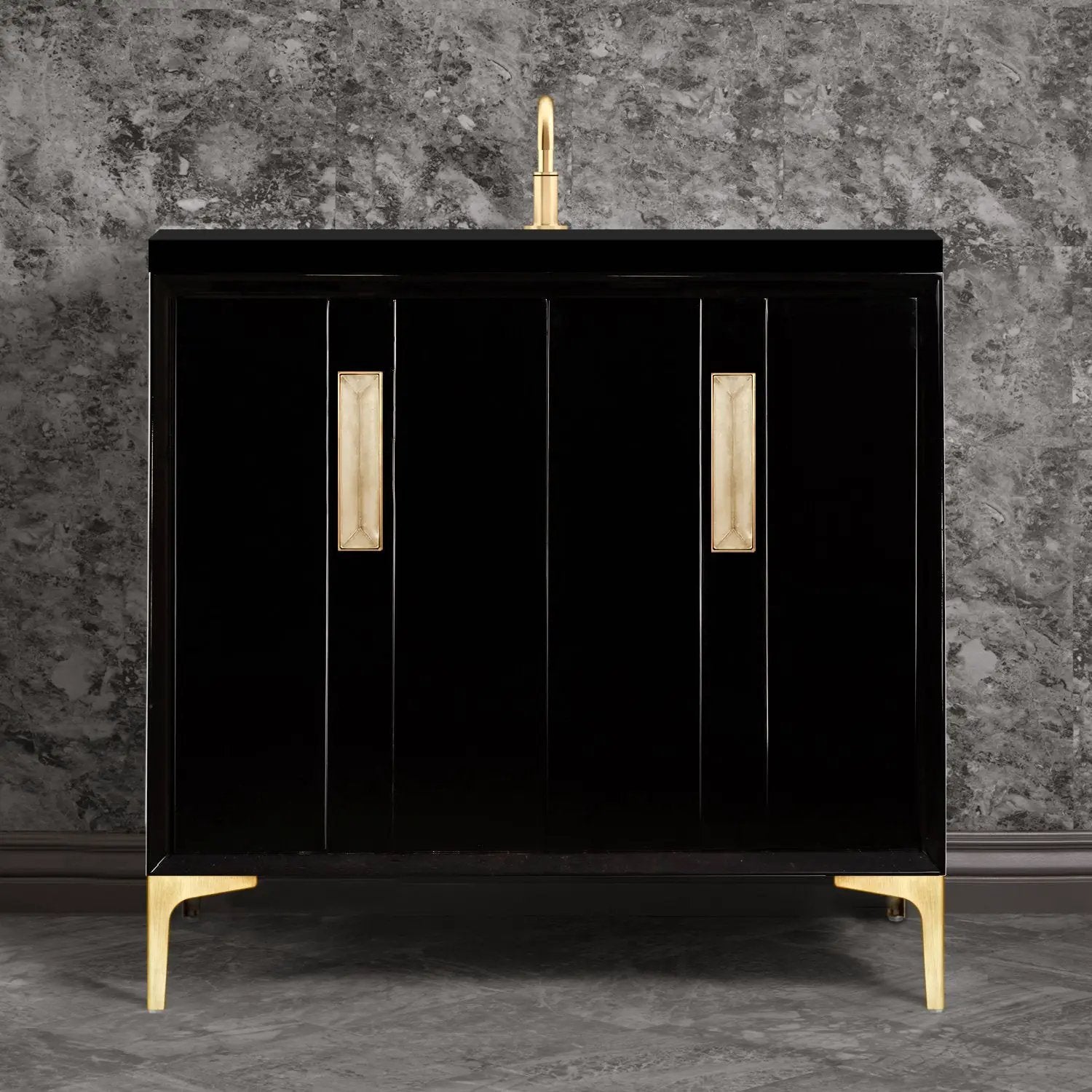 Linkasink Tuxedo with 8" Artisan Glass Prism Hardware Vanity by Linkasink