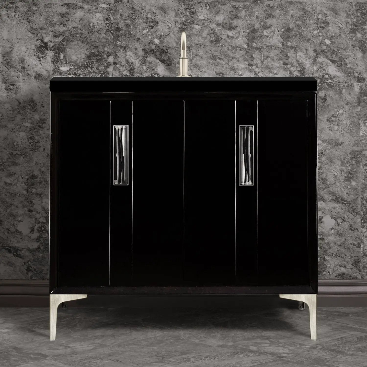 Linkasink Tuxedo with 8" Artisan Tiger Glass Prism Hardware Vanity by Linkasink