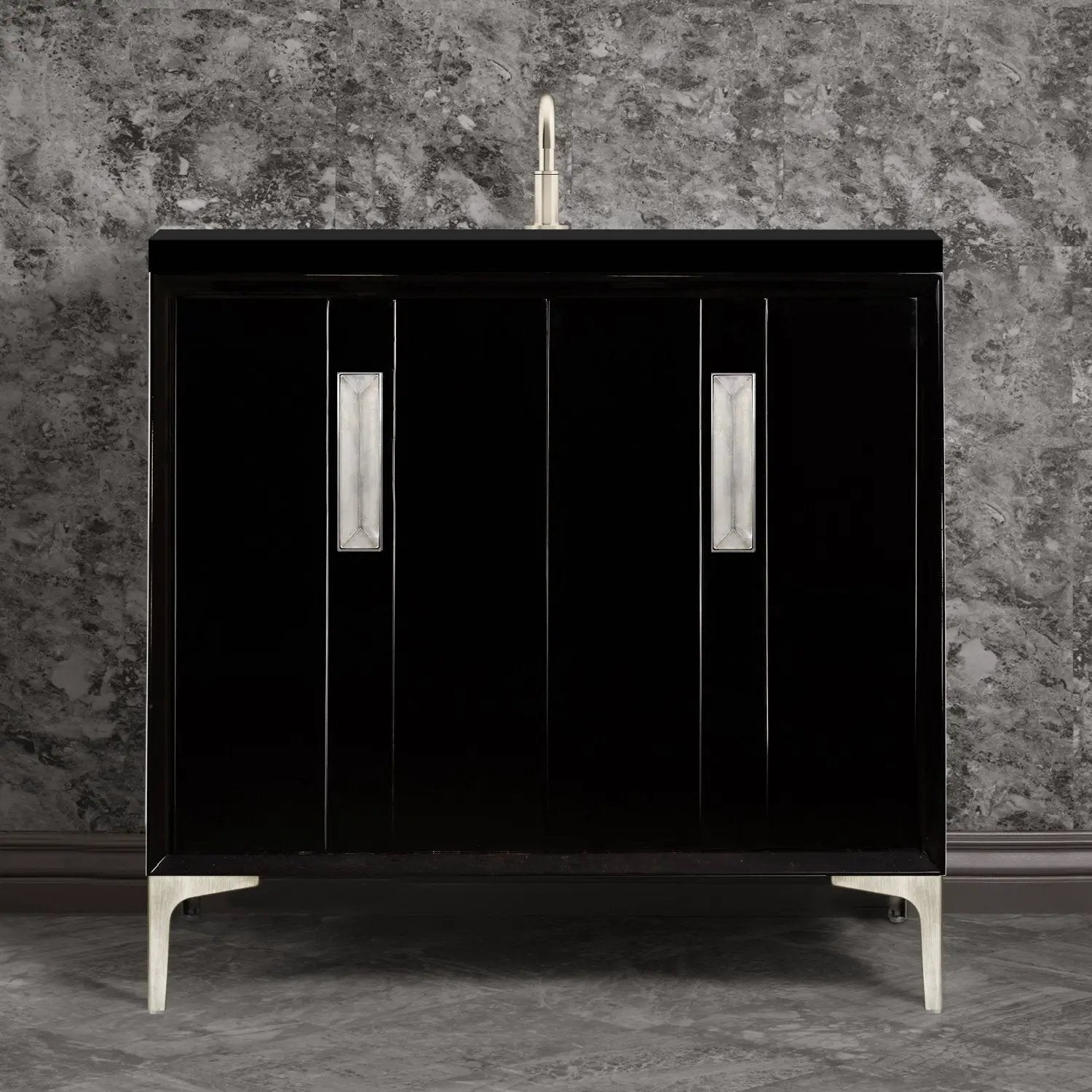 Linkasink Tuxedo with 8" Artisan Glass Prism Hardware Vanity by Linkasink