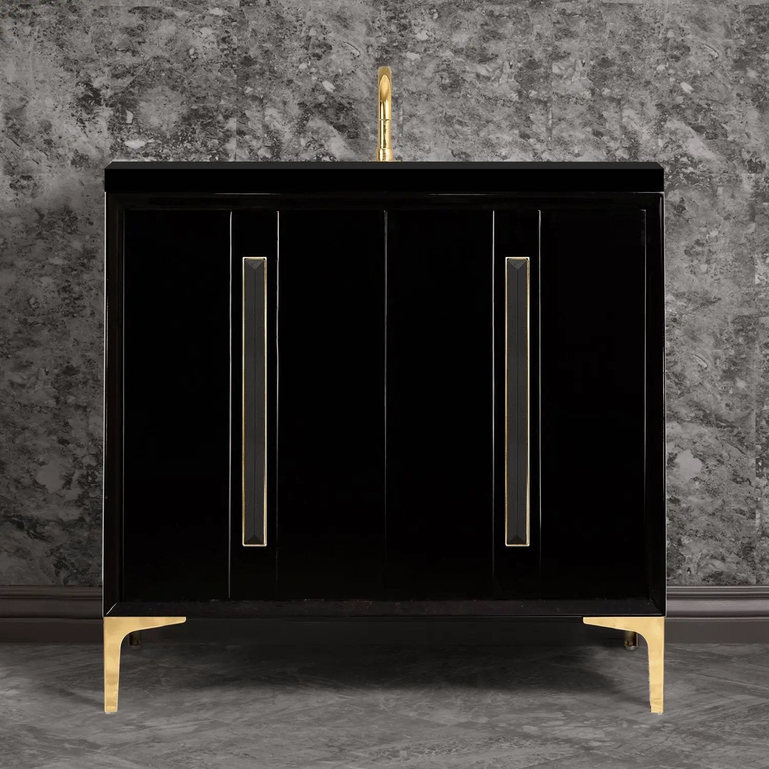 Linkasink Tuxedo with 18" Black Artisan Glass Prism Hardware Vanity by Linkasink