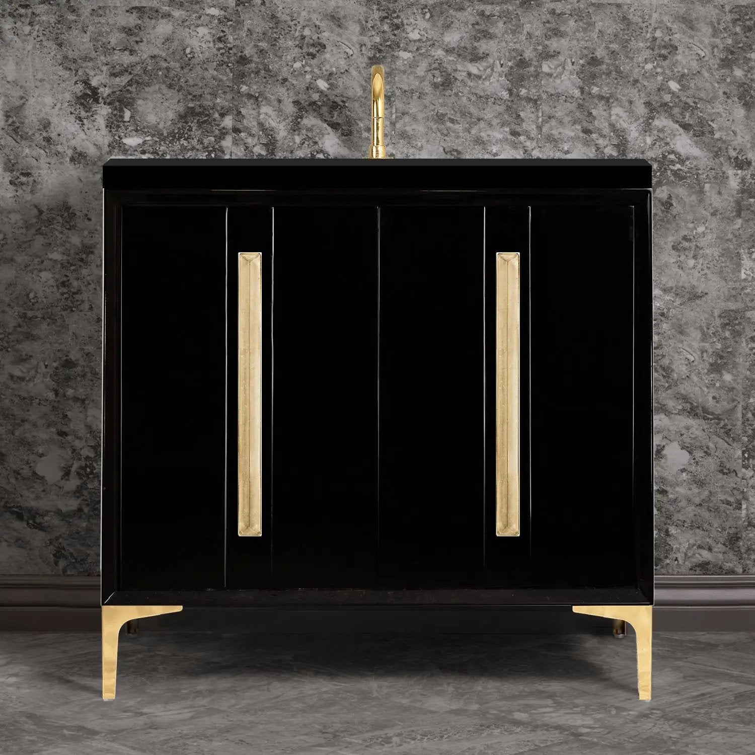 Linkasink Tuxedo with 18" Artisan Glass Prism Hardware Vanity by Linkasink