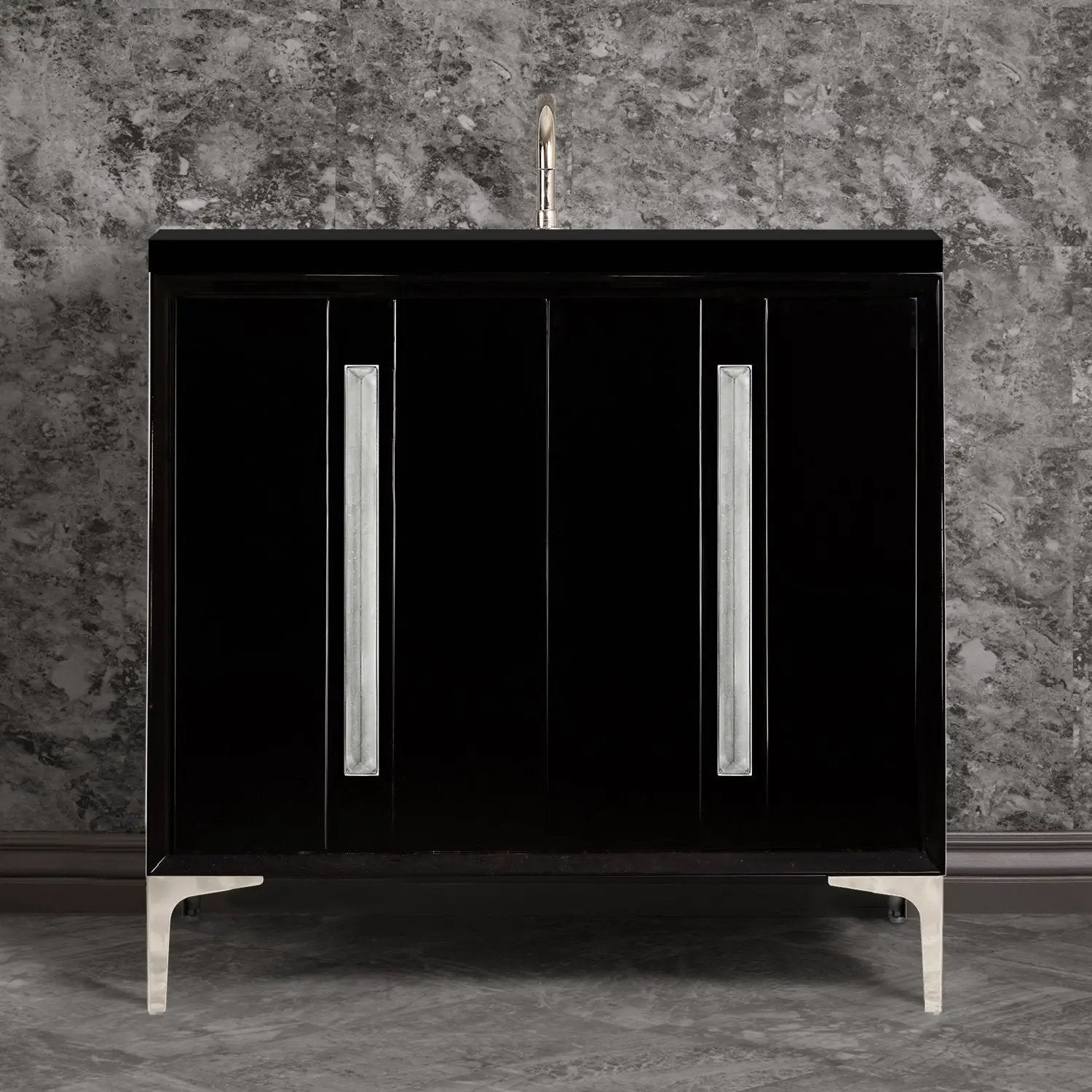 Linkasink Tuxedo with 18" Artisan Glass Prism Hardware Vanity by Linkasink