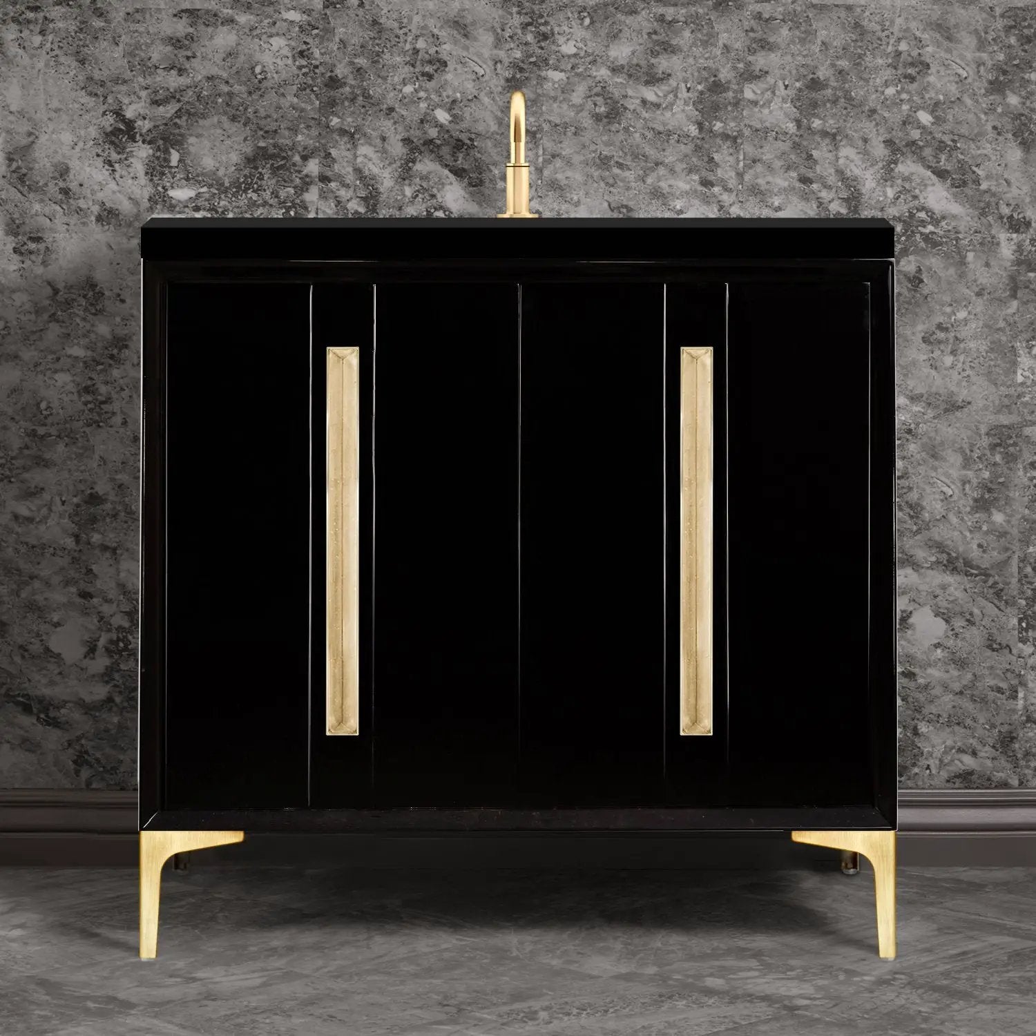Linkasink Tuxedo with 18" Artisan Glass Prism Hardware Vanity by Linkasink