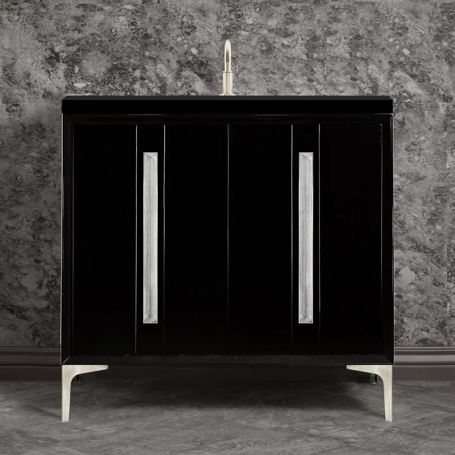 Linkasink Tuxedo with 18" Artisan Glass Prism Hardware Vanity by Linkasink