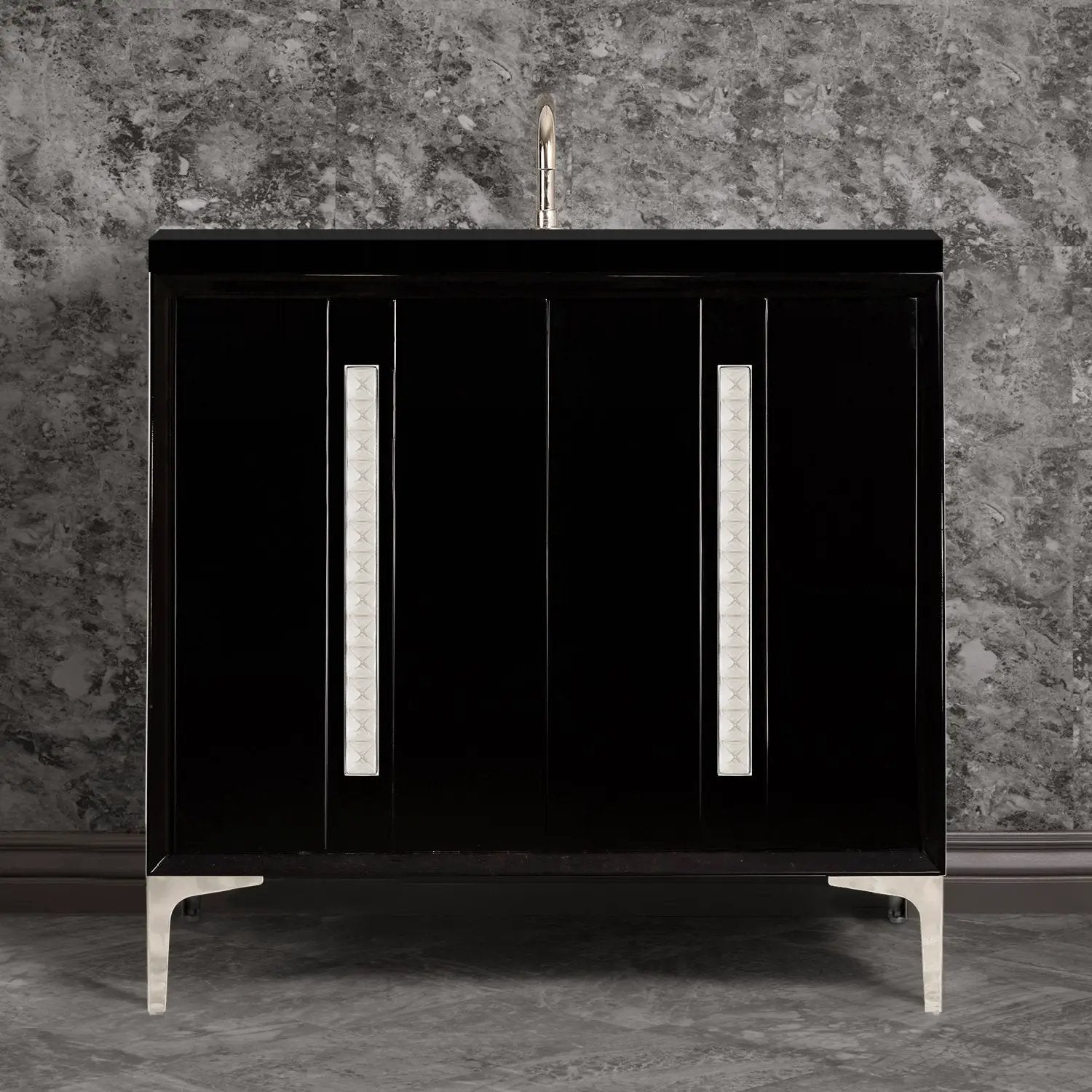 Linkasink Tuxedo with 18" Artisan Glass Pyramid Hardware Vanity by Linkasink