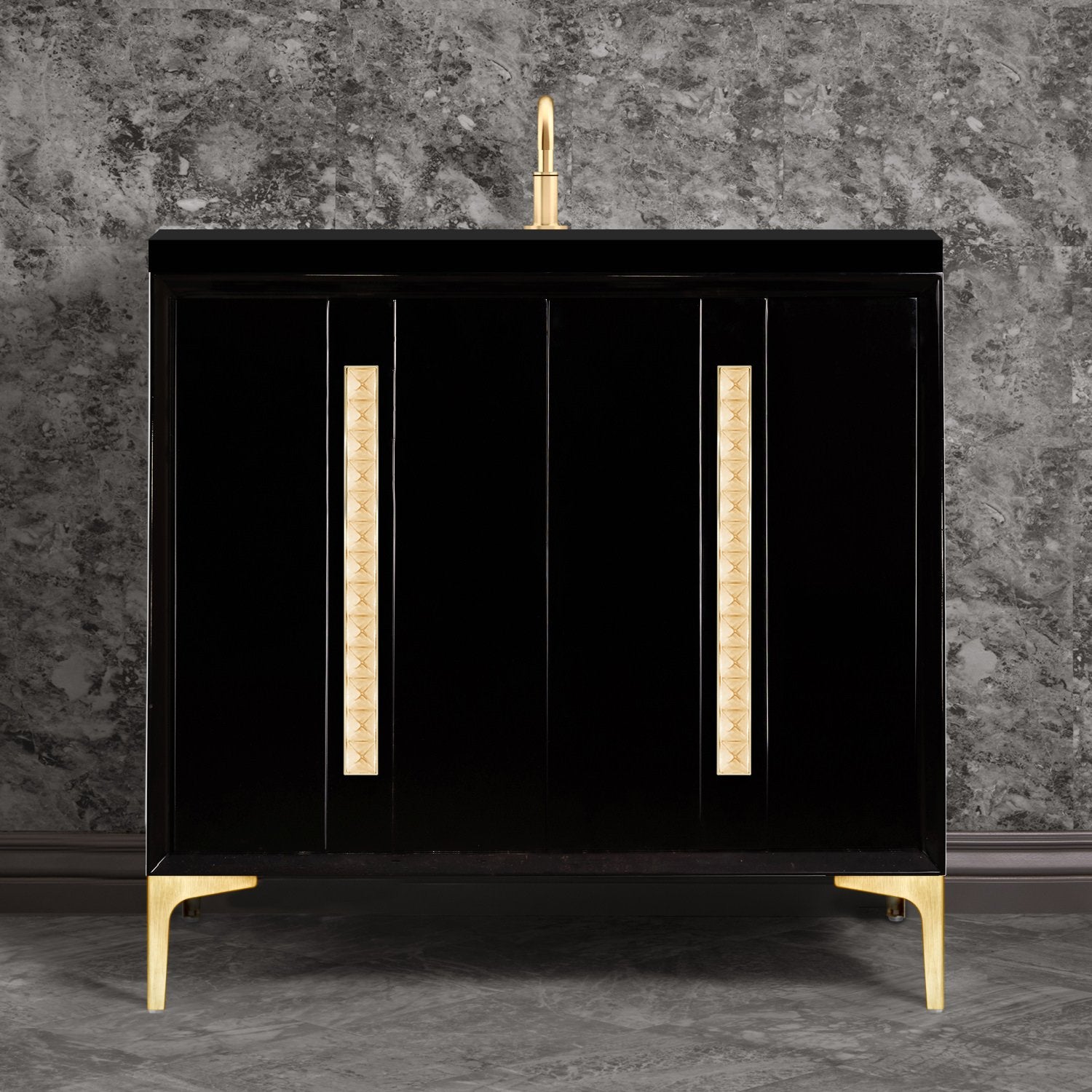 Linkasink Tuxedo with 18" Artisan Glass Pyramid Hardware Vanity by Linkasink