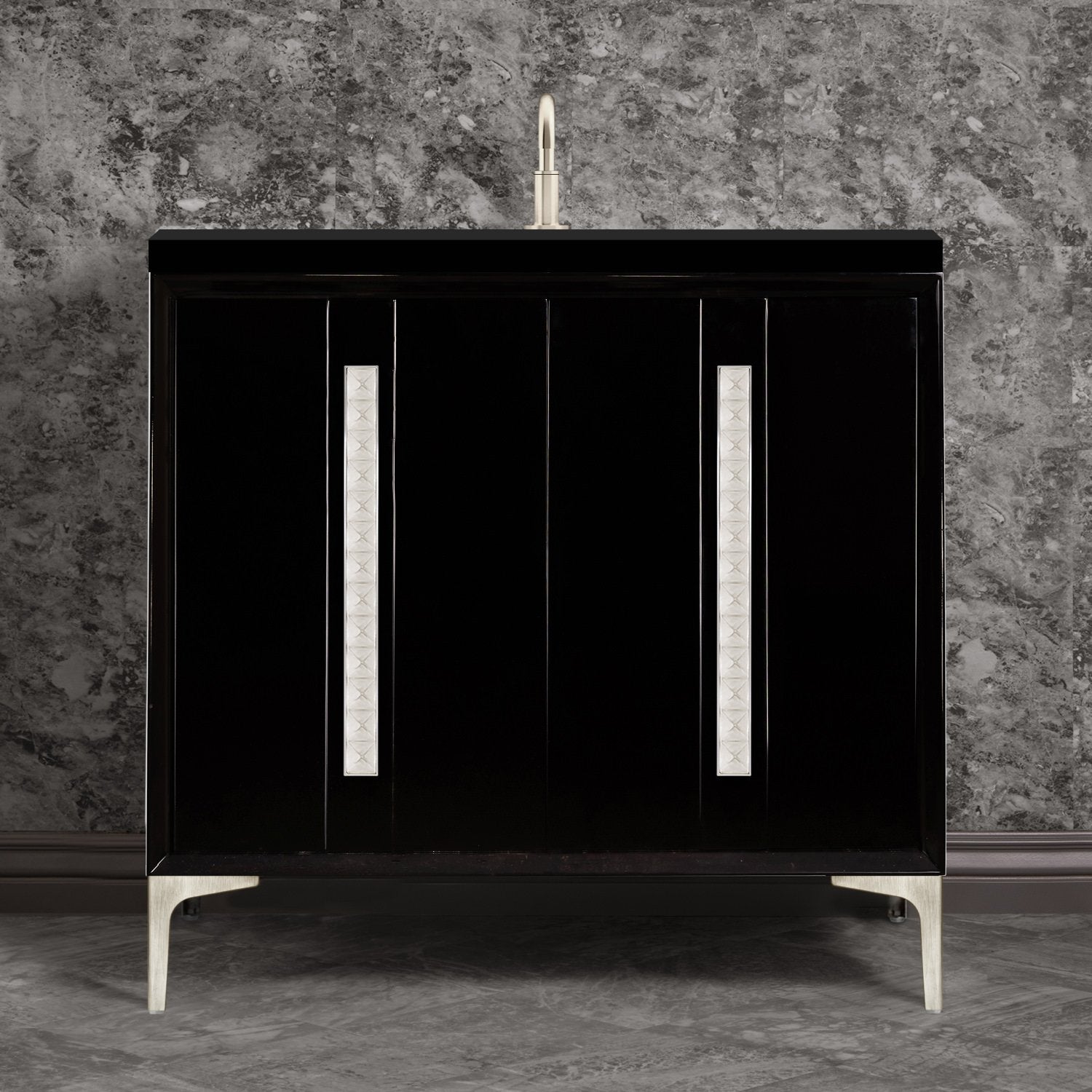 Linkasink Tuxedo with 18" Artisan Glass Pyramid Hardware Vanity by Linkasink