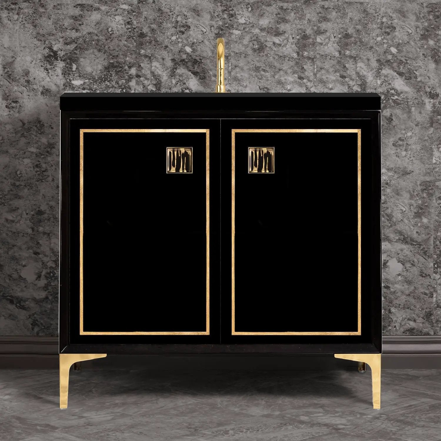 Linkasink Linea with 3" Artisan Tiger Glass Prism Hardware Vanity by Linkasink