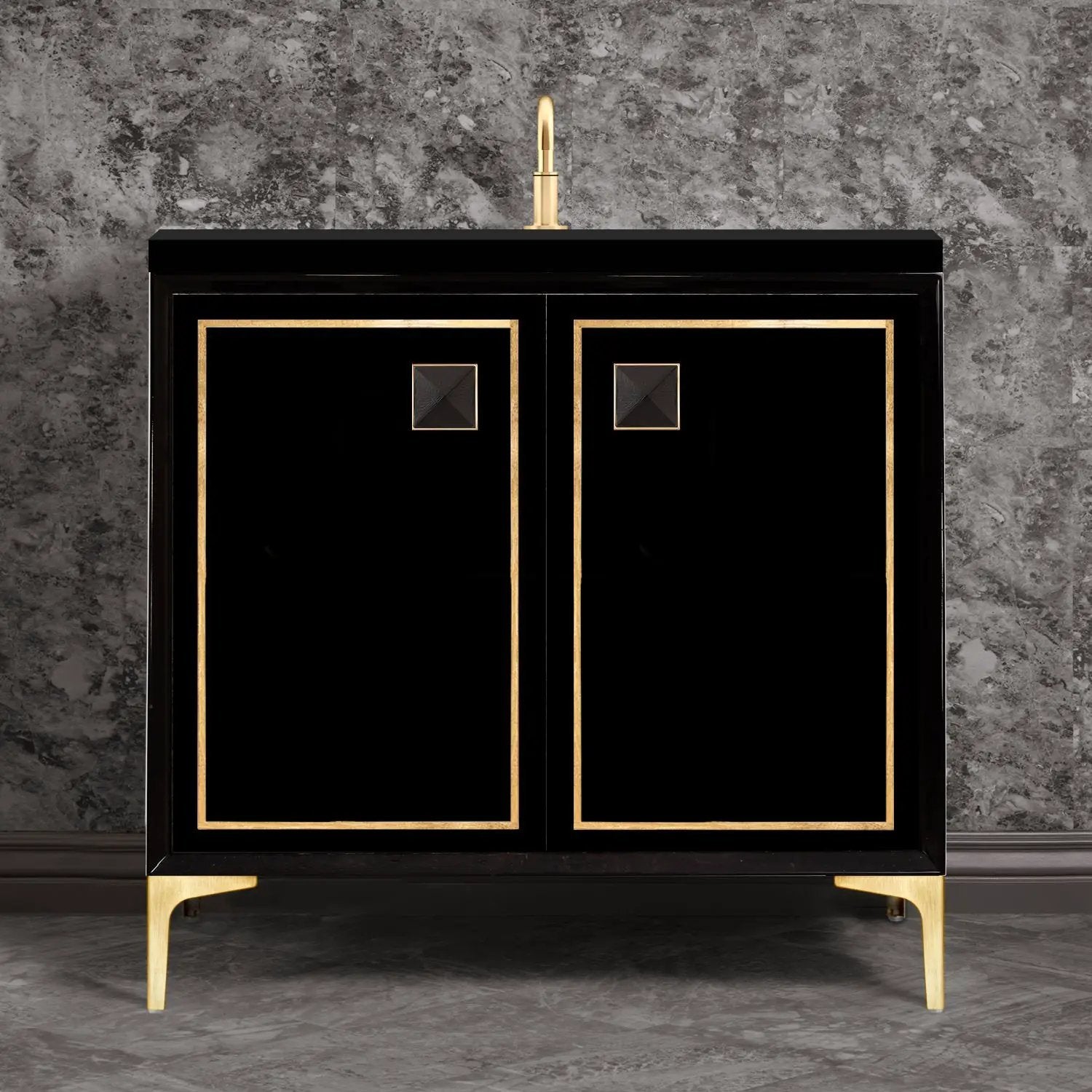 Linkasink Linea with 3" Black Artisan Glass Prism Hardware Vanity by Linkasink
