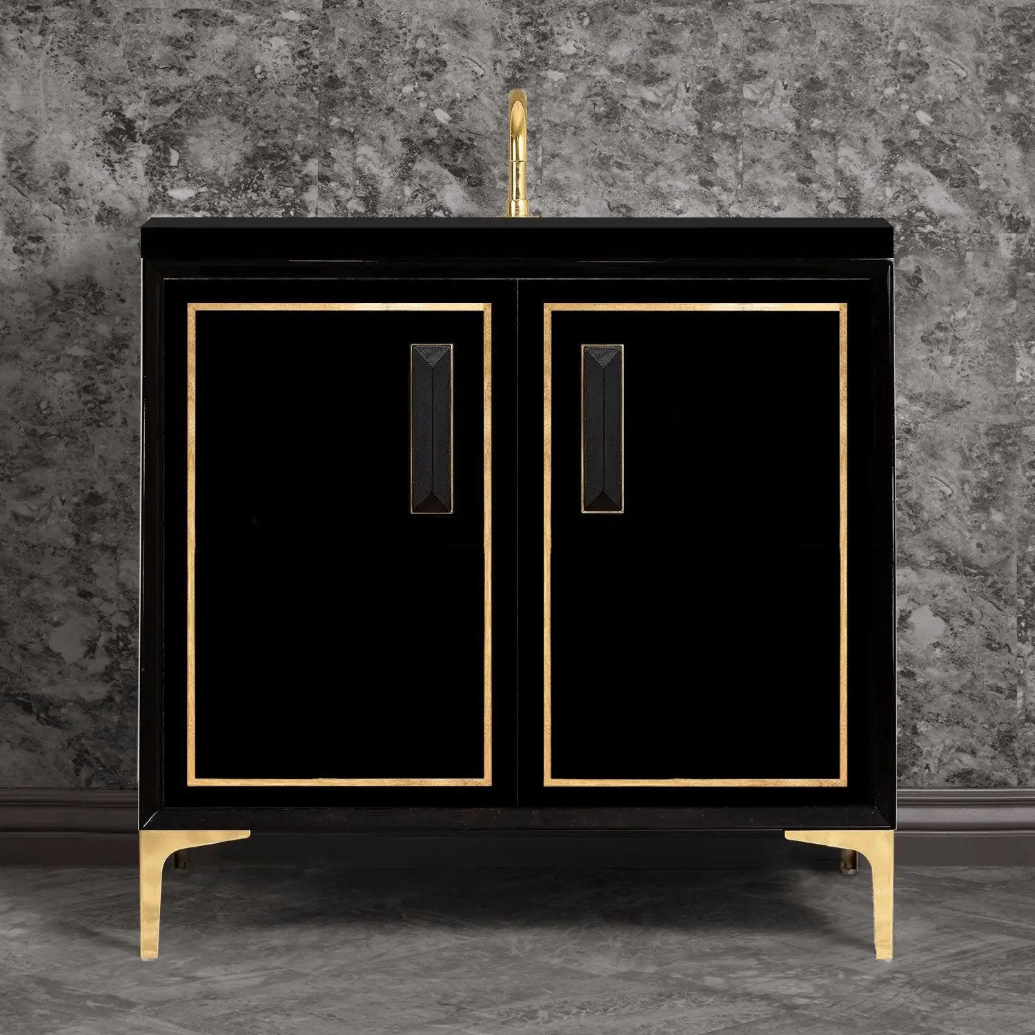 Linkasink Linea with 8" Black Artisan Glass Prism Hardware Vanity by Linkasink