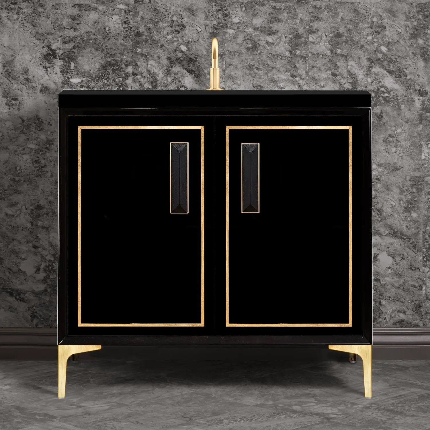 Linkasink Linea with 8" Black Artisan Glass Prism Hardware Vanity by Linkasink