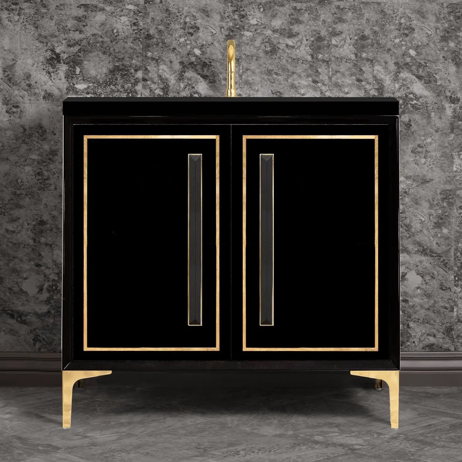 Linkasink Linea with 18" Black Artisan Glass Prism Hardware Vanity by Linkasink