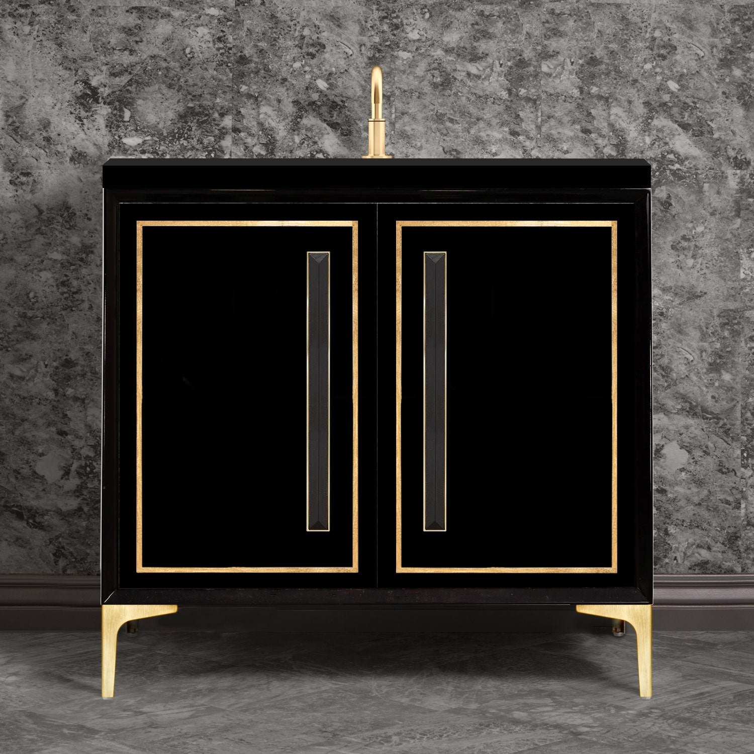 Linkasink Linea with 18" Black Artisan Glass Prism Hardware Vanity