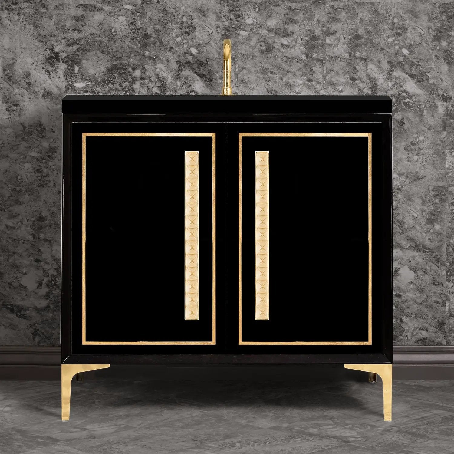 Linkasink Linea with 18" Artisan Glass Pyramid Hardware Vanity by Linkasink