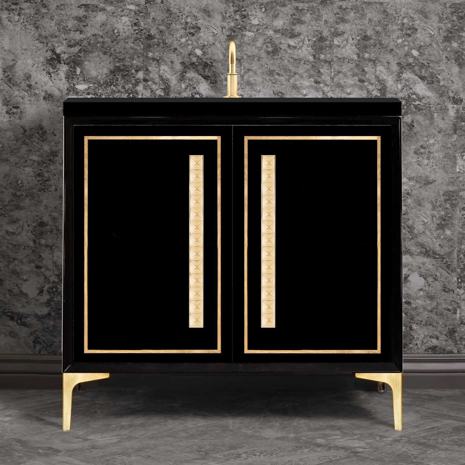 Linkasink Linea with 18" Artisan Glass Pyramid Hardware Vanity by Linkasink