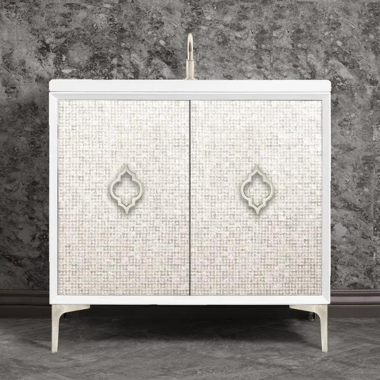 white with satin nickel vanity