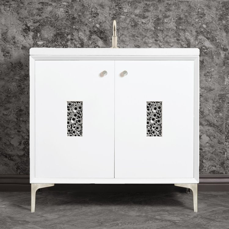 white with satin nickel vanity
