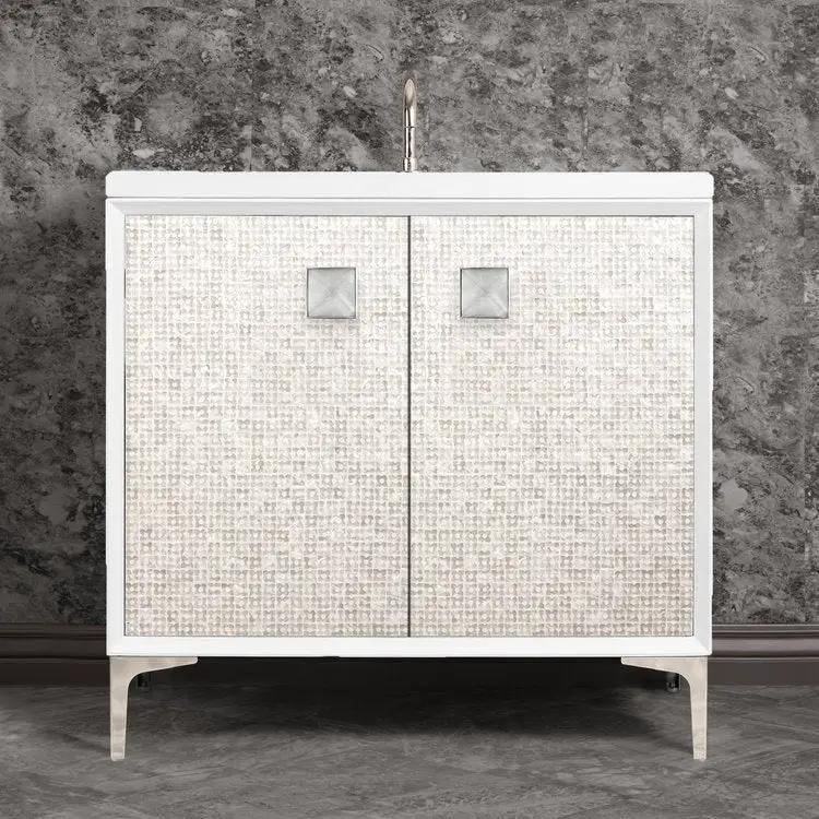 Linkasink Mother of Pearl with 3" Eglomise Artisan Glass Prism Hardware Vanity by Linkasink